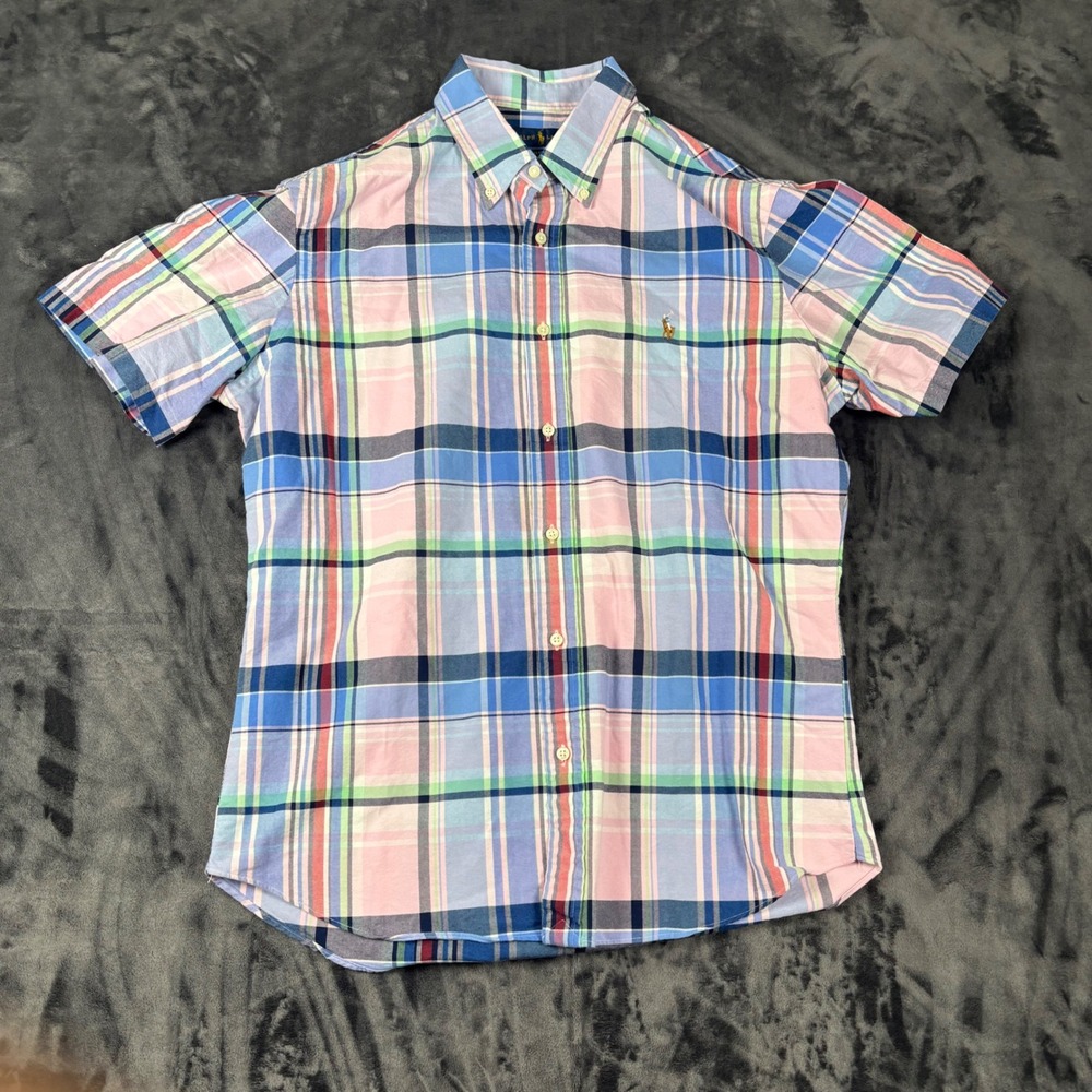 Ralph Lauren Button Down Mens XL Multi Color Plaid Classic Fit Short Sleeve 4774